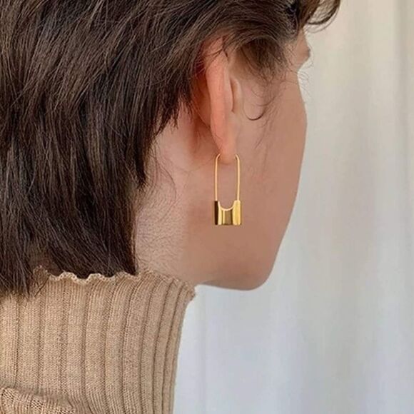 #31B 18K gold plated lock earrings - Picture 4 of 5